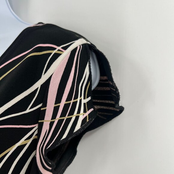 B. Smart Y2K Juniors 3/4 Midi Dress Black Pink Abstract Swirl Bodycon Party - Picture 11 of 13